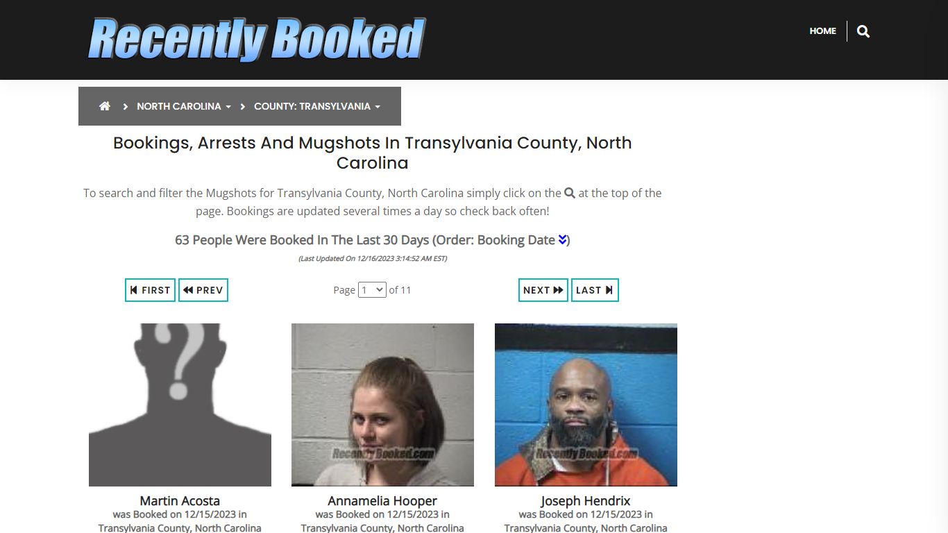 Bookings, Arrests and Mugshots in Transylvania County, North Carolina